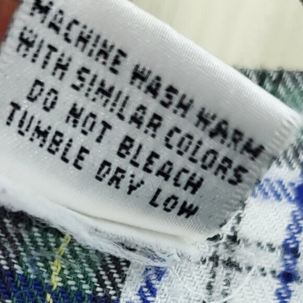 VTG 90s Disney 100% Cotton Flannel Plaid V-Neck Mickey Nightshirt OS Green/Blue - Picture 15 of 15